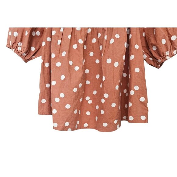 Women's - Roller Rabbit Denida Polka Dot Puff Sleeve Blouse, Size Small - Picture 4 of 8